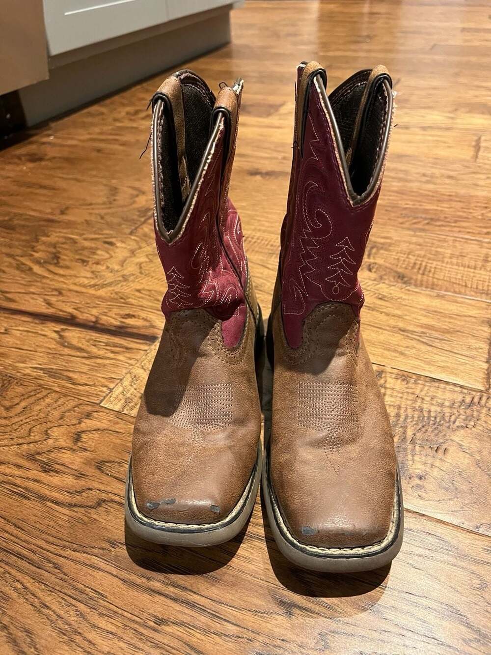 Durango Kid's 8" Western Boots Briar Brown/Brick Red Size 2M